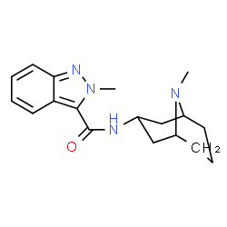 ChemSpider 2D Image | 2-Methyl-N-(9-methyl-9-azabicyclo[3.3.1]non-3-yl)-2H-indazole-3-carboxamide | C18H24N4O
