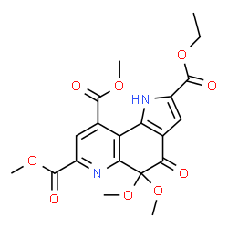 ChemSpider 2D Image | 2-Ethyl 7,9-dimethyl 4,5-dihydro-5,5-dimethoxy-4-oxo-1H-pyrrolo[2,3-f]quinoline-2,7,9-tricarboxylate | C20H20N2O9
