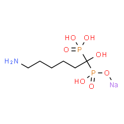 ChemSpider 2D Image | Sodium hydrogen (6-amino-1-hydroxy-1-phosphonohexyl)phosphonate | C6H16NNaO7P2