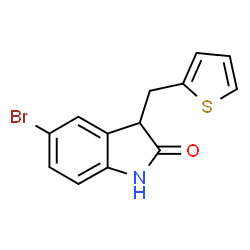 ChemSpider 2D Image | 5-Bromo-3-(2-thienylmethyl)-1,3-dihydro-2H-indol-2-one | C13H10BrNOS