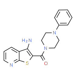 ChemSpider 2D Image | (3-Aminothieno[2,3-b]pyridin-2-yl)(4-phenyl-1-piperazinyl)methanone | C18H18N4OS