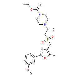 ChemSpider 2D Image | Ethyl 4-[({[2-(3-methoxyphenyl)-5-methyl-1,3-oxazol-4-yl]methyl}sulfonyl)acetyl]-1-piperazinecarboxylate | C21H27N3O7S