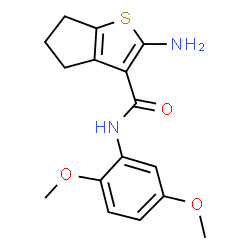 ChemSpider 2D Image | 2-amino-N-(2,5-dimethoxyphenyl)-4H,5H,6H-cyclopenta[b]thiophene-3-carboxamide | C16H18N2O3S