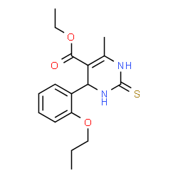 ChemSpider 2D Image | Ethyl 6-methyl-4-(2-propoxyphenyl)-2-thioxo-1,2,3,4-tetrahydro-5-pyrimidinecarboxylate | C17H22N2O3S