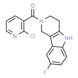 ChemSpider 2D Image | (2-Chloro-3-pyridinyl)(8-fluoro-1,3,4,5-tetrahydro-2H-pyrido[4,3-b]indol-2-yl)methanone | C17H13ClFN3O