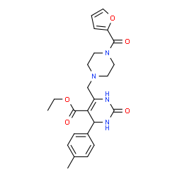ChemSpider 2D Image | Ethyl 6-{[4-(2-furoyl)-1-piperazinyl]methyl}-4-(4-methylphenyl)-2-oxo-1,2,3,4-tetrahydro-5-pyrimidinecarboxylate | C24H28N4O5