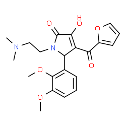 ChemSpider 2D Image | 5-(2,3-Dimethoxyphenyl)-1-[2-(dimethylamino)ethyl]-4-(2-furoyl)-3-hydroxy-1,5-dihydro-2H-pyrrol-2-one | C21H24N2O6