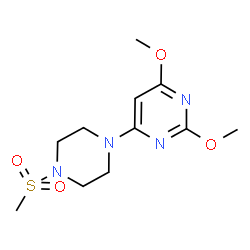 ChemSpider 2D Image | 2,4-Dimethoxy-6-[4-(methylsulfonyl)-1-piperazinyl]pyrimidine | C11H18N4O4S