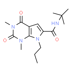 ChemSpider 2D Image | 1,3-Dimethyl-N-(2-methyl-2-propanyl)-2,4-dioxo-7-propyl-2,3,4,7-tetrahydro-1H-pyrrolo[2,3-d]pyrimidine-6-carboxamide | C16H24N4O3