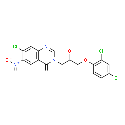 ChemSpider 2D Image | 7-Chloro-3-[3-(2,4-dichlorophenoxy)-2-hydroxypropyl]-6-nitro-4(3H)-quinazolinone | C17H12Cl3N3O5
