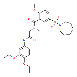 ChemSpider 2D Image | 5-(1-Azepanylsulfonyl)-N-{2-[(3,4-diethoxyphenyl)amino]-2-oxoethyl}-2-methoxy-N-methylbenzamide | C27H37N3O7S