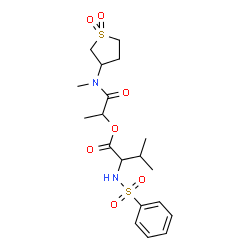 ChemSpider 2D Image | 1-[(1,1-Dioxidotetrahydro-3-thiophenyl)(methyl)amino]-1-oxo-2-propanyl N-(phenylsulfonyl)valinate | C19H28N2O7S2