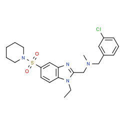 ChemSpider 2D Image | 1-(3-Chlorophenyl)-N-{[1-ethyl-5-(1-piperidinylsulfonyl)-1H-benzimidazol-2-yl]methyl}-N-methylmethanamine | C23H29ClN4O2S
