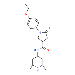 ChemSpider 2D Image | 1-(4-Ethoxyphenyl)-5-oxo-N-(2,2,6,6-tetramethyl-4-piperidinyl)-3-pyrrolidinecarboxamide | C22H33N3O3