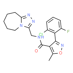 ChemSpider 2D Image | 3-(2-Chloro-6-fluorophenyl)-5-methyl-N-(6,7,8,9-tetrahydro-5H-[1,2,4]triazolo[4,3-a]azepin-3-ylmethyl)-1,2-oxazole-4-carboxamide | C19H19ClFN5O2