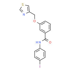 ChemSpider 2D Image | N-(4-Iodophenyl)-3-(1,3-thiazol-4-ylmethoxy)benzamide | C17H13IN2O2S