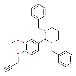 ChemSpider 2D Image | 1,3-Dibenzyl-2-(3-methoxy-4-prop-2-ynyloxy-phenyl)-hexahydro-pyrimidine | C28H30N2O2