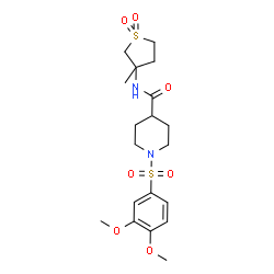 ChemSpider 2D Image | 1-[(3,4-Dimethoxyphenyl)sulfonyl]-N-(3-methyl-1,1-dioxidotetrahydro-3-thiophenyl)-4-piperidinecarboxamide | C19H28N2O7S2