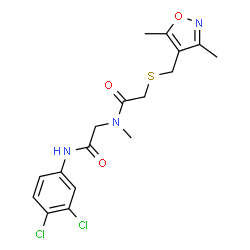 ChemSpider 2D Image | N-(3,4-Dichlorophenyl)-N~2~-({[(3,5-dimethyl-1,2-oxazol-4-yl)methyl]sulfanyl}acetyl)-N~2~-methylglycinamide | C17H19Cl2N3O3S