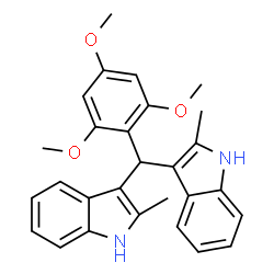 ChemSpider 2D Image | 3,3'-[(2,4,6-Trimethoxyphenyl)methylene]bis(2-methyl-1H-indole) | C28H28N2O3