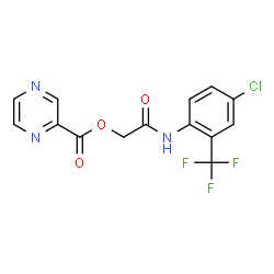 ChemSpider 2D Image | 2-{[4-Chloro-2-(trifluoromethyl)phenyl]amino}-2-oxoethyl 2-pyrazinecarboxylate | C14H9ClF3N3O3