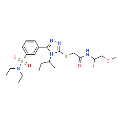 ChemSpider 2D Image | 2-({4-sec-Butyl-5-[3-(diethylsulfamoyl)phenyl]-4H-1,2,4-triazol-3-yl}sulfanyl)-N-(1-methoxy-2-propanyl)acetamide | C22H35N5O4S2