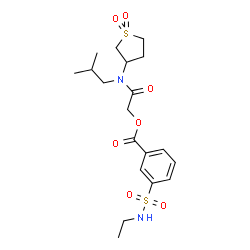 ChemSpider 2D Image | 2-[(1,1-Dioxidotetrahydro-3-thiophenyl)(isobutyl)amino]-2-oxoethyl 3-(ethylsulfamoyl)benzoate | C19H28N2O7S2