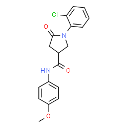 ChemSpider 2D Image | 1-(2-Chlorophenyl)-N-(4-methoxyphenyl)-5-oxo-3-pyrrolidinecarboxamide | C18H17ClN2O3