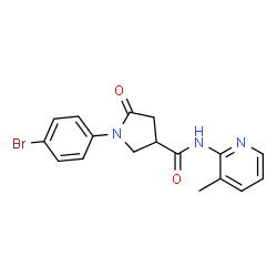 ChemSpider 2D Image | 1-(4-Bromophenyl)-N-(3-methyl-2-pyridinyl)-5-oxo-3-pyrrolidinecarboxamide | C17H16BrN3O2