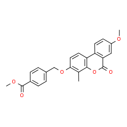 ChemSpider 2D Image | Methyl 4-{[(8-methoxy-4-methyl-6-oxo-6H-benzo[c]chromen-3-yl)oxy]methyl}benzoate | C24H20O6