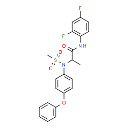 ChemSpider 2D Image | N-(2,4-Difluorophenyl)-N~2~-(methylsulfonyl)-N~2~-(4-phenoxyphenyl)alaninamide | C22H20F2N2O4S