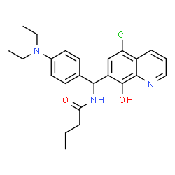 ChemSpider 2D Image | N-{(5-Chloro-8-hydroxy-7-quinolinyl)[4-(diethylamino)phenyl]methyl}butanamide | C24H28ClN3O2