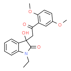 ChemSpider 2D Image | 3-[2-(2,5-Dimethoxyphenyl)-2-oxoethyl]-1-ethyl-3-hydroxy-1,3-dihydro-2H-indol-2-one | C20H21NO5