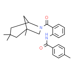 ChemSpider 2D Image | 4-Methyl-N-{2-[(1,3,3-trimethyl-6-azabicyclo[3.2.1]oct-6-yl)carbonyl]phenyl}benzamide | C25H30N2O2
