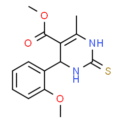 ChemSpider 2D Image | Methyl 1,2,3,4-tetrahydro-4-(2-methoxyphenyl)-6-methyl-2-thioxo-5-pyrimidinecarboxylate | C14H16N2O3S