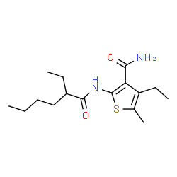 ChemSpider 2D Image | 4-Ethyl-2-[(2-ethylhexanoyl)amino]-5-methyl-3-thiophenecarboxamide | C16H26N2O2S