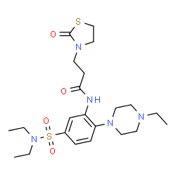 ChemSpider 2D Image | N-[5-(Diethylsulfamoyl)-2-(4-ethyl-1-piperazinyl)phenyl]-3-(2-oxo-1,3-thiazolidin-3-yl)propanamide | C22H35N5O4S2