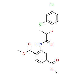ChemSpider 2D Image | Dimethyl 2-{[2-(2,4-dichlorophenoxy)propanoyl]amino}terephthalate | C19H17Cl2NO6