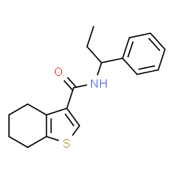 ChemSpider 2D Image | N-(1-Phenylpropyl)-4,5,6,7-tetrahydro-1-benzothiophene-3-carboxamide | C18H21NOS