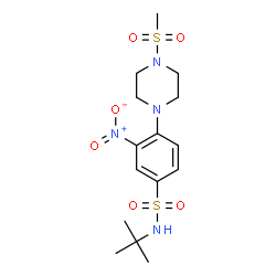 ChemSpider 2D Image | N-(2-Methyl-2-propanyl)-4-[4-(methylsulfonyl)-1-piperazinyl]-3-nitrobenzenesulfonamide | C15H24N4O6S2