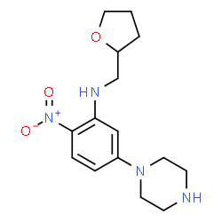 ChemSpider 2D Image | 2-Nitro-5-(1-piperazinyl)-N-(tetrahydro-2-furanylmethyl)aniline | C15H22N4O3