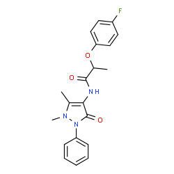 ChemSpider 2D Image | N-(1,5-Dimethyl-3-oxo-2-phenyl-2,3-dihydro-1H-pyrazol-4-yl)-2-(4-fluorophenoxy)propanamide | C20H20FN3O3
