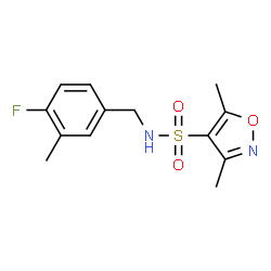 ChemSpider 2D Image | N-(4-Fluoro-3-methylbenzyl)-3,5-dimethyl-1,2-oxazole-4-sulfonamide | C13H15FN2O3S