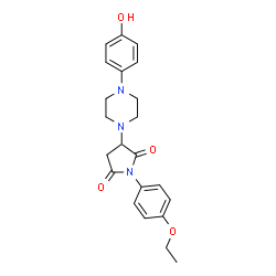 ChemSpider 2D Image | 1-(4-Ethoxyphenyl)-3-[4-(4-hydroxyphenyl)-1-piperazinyl]-2,5-pyrrolidinedione | C22H25N3O4