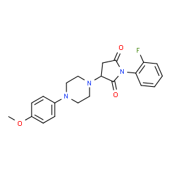 ChemSpider 2D Image | 1-(2-Fluorophenyl)-3-[4-(4-methoxyphenyl)-1-piperazinyl]-2,5-pyrrolidinedione | C21H22FN3O3