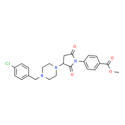 ChemSpider 2D Image | Methyl 4-{3-[4-(4-chlorobenzyl)-1-piperazinyl]-2,5-dioxo-1-pyrrolidinyl}benzoate | C23H24ClN3O4