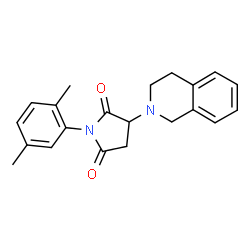 ChemSpider 2D Image | 3-(3,4-Dihydro-2(1H)-isoquinolinyl)-1-(2,5-dimethylphenyl)-2,5-pyrrolidinedione | C21H22N2O2