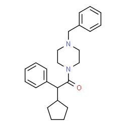 ChemSpider 2D Image | 1-(4-Benzyl-1-piperazinyl)-2-cyclopentyl-2-phenylethanone | C24H30N2O