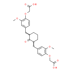 ChemSpider 2D Image | 2,2'-{(2-Oxo-1,3-cyclohexanediylidene)bis[methylylidene(2-methoxy-4,1-phenylene)oxy]}diacetic acid | C26H26O9