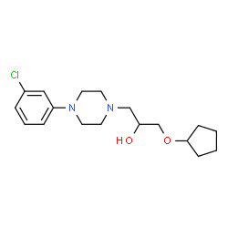 ChemSpider 2D Image | 1-[4-(3-Chlorophenyl)-1-piperazinyl]-3-(cyclopentyloxy)-2-propanol | C18H27ClN2O2